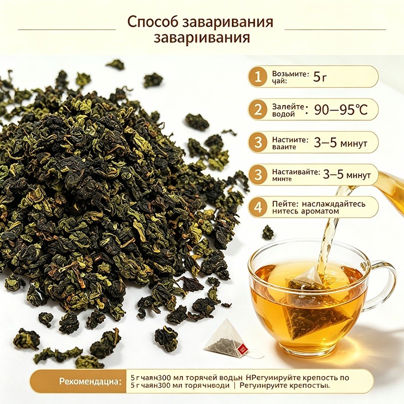 Плотные сферические гранулы отличаются упругостью и наполненностью; чай обладает выраженным, стойким ароматом орхидеи и мягким сладковатым вкусом, а также выдерживает многократное заваривание. Продукт подходит для реализации в супермаркетах и ​​кафе; возможен подбор индивидуальных вариантов упаковки (как для рассыпного чая, так и для чайных пакетиков).